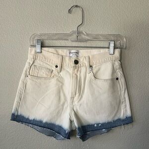 FRAME Two Tone White & Blue Le Bridgette High Waisted Short Women’s Size 25 NWT